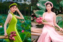 Thiếu nữ tuổi xuân thì khoe vóc dáng nuột nà bên hoa sen