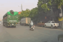 Người phụ nữ đi xe máy gặp họa vì một khúc gỗ rơi trên đường