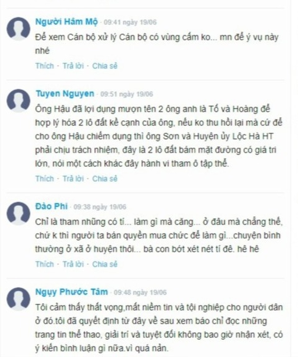 Bạn đọc ngỡ ngàng về kết quả xử lý vụ chủ tịch xã cấp đất cho 2 anh trai - 2 Bạn đọc ngỡ ngàng về kết quả xử lý vụ chủ tịch xã cấp đất cho 2 anh trai - 2