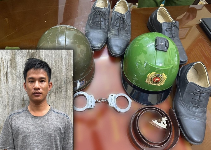 Lê Thanh Hưng và tang vật có liên quan (Ảnh: Công an Thanh Hóa)