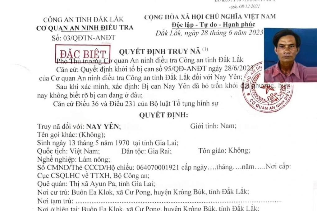Vụ khủng bố tại Đắk Lắk: Chi tiết nhận dạng 6 đối tượng bị truy nã đặc biệt - 4 Vụ khủng bố tại Đắk Lắk: Chi tiết nhận dạng 6 đối tượng bị truy nã đặc biệt - 4