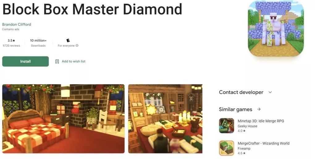 Block Box Master Diamond, ứng dụng có chứa mã độc HiddenAds, đã có hơn 10 triệu lượt tải trên kho ứng dụng CH Play (Ảnh chụp màn hình). Block Box Master Diamond, ứng dụng có chứa mã độc HiddenAds, đã có hơn 10 triệu lượt tải trên kho ứng dụng CH Play (Ảnh chụp màn hình).