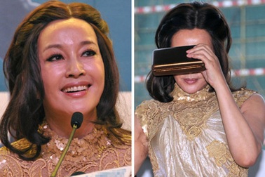 Lưu Hiểu Khánh ngượng nghịu khi bị phóng viên chụp cận mặt