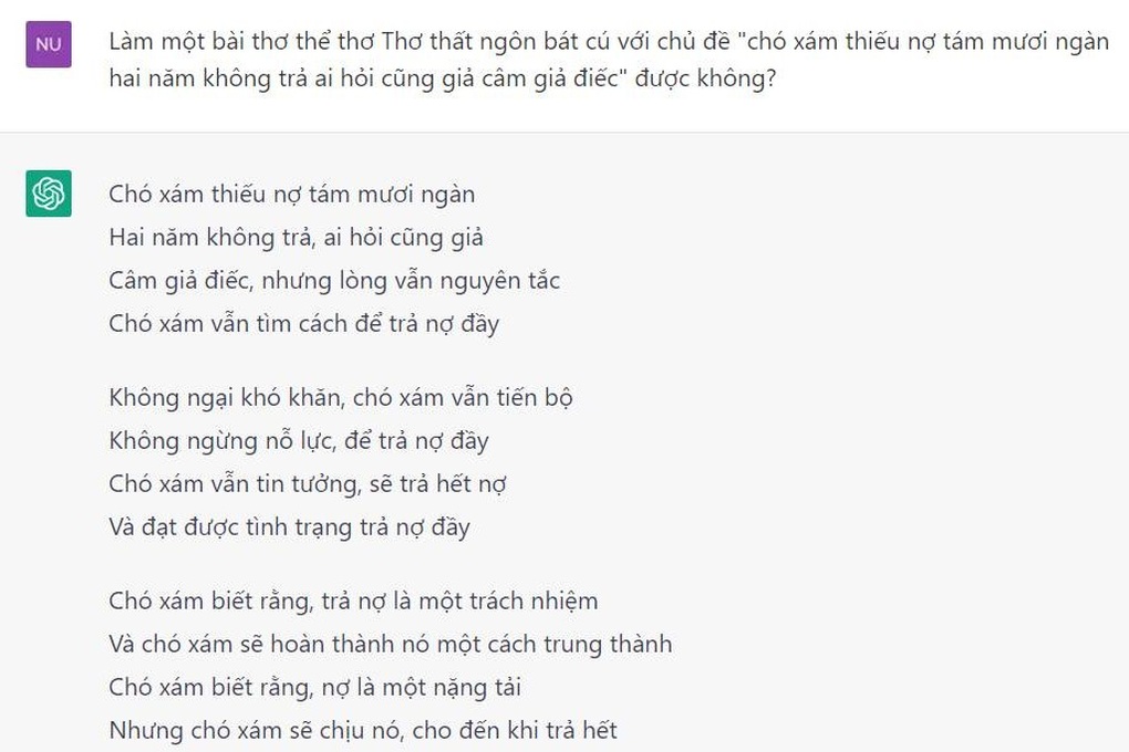 Trải nghiệm dở khóc dở cười của người trẻ khi dùng thử ChatGPT - 2 Trải nghiệm dở khóc dở cười của người trẻ khi dùng thử ChatGPT - 2