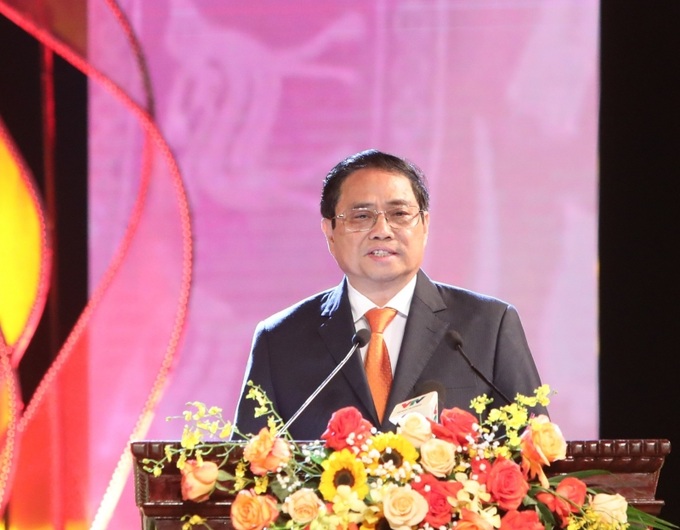 Thủ tướng Phạm Minh Chính khẳng định: Đề cương về văn hóa Việt Nam tiếp tục được Đảng ta vận dụng linh hoạt, sáng tạo, hiệu quả, phù hợp với thực tiễn Việt Nam để xây dựng và bảo vệ Tổ quốc - ảnh Khiếu Minh