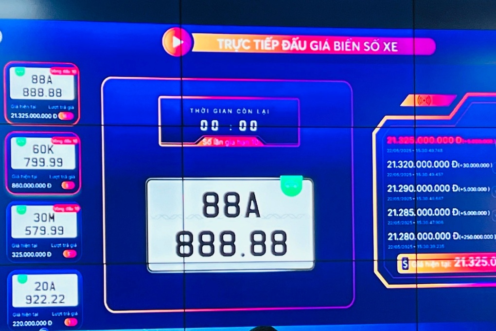 Biển số 88A-888.88 trúng đấu giá với số tiền hơn 21 tỷ đồng - 1 Biển số 88A-888.88 trúng đấu giá với số tiền hơn 21 tỷ đồng