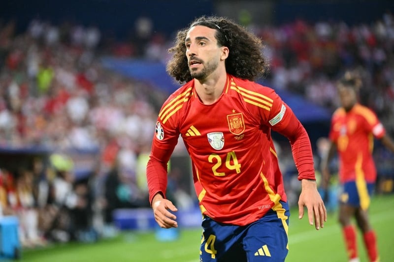 Đã có một mùa giải khó khăn tại Chelsea năm ngoái nhưng Marc Cucurella hoàn toàn lột xác trong màu áo Tây Ban Nha tại Euro 2024. Anh là một trong những hậu vệ cánh xuất sắc nhất trong suốt giải đấu và đạt được xếp hạng trung bình là 7,57 (Ảnh: Getty).