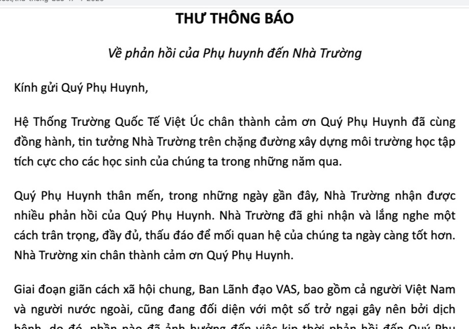 Covid-19: Bị phản ứng vì thu học phí, trường quốc tế “xin thêm thời gian” - 1 Covid-19: Bị phản ứng vì thu học phí, trường quốc tế “xin thêm thời gian” - 1