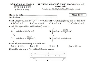 Sẽ công khai kết quả đánh giá đề Toán THPT quốc gia 2017