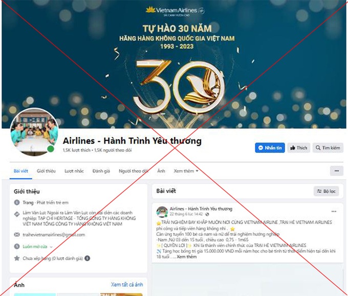 Hình ảnh một số trang mạng xã hội giả mạo.