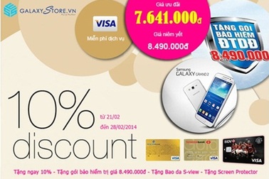 Ưu đãi 10% khi mua Samsung Grand 2 cho chủ thẻ Visa