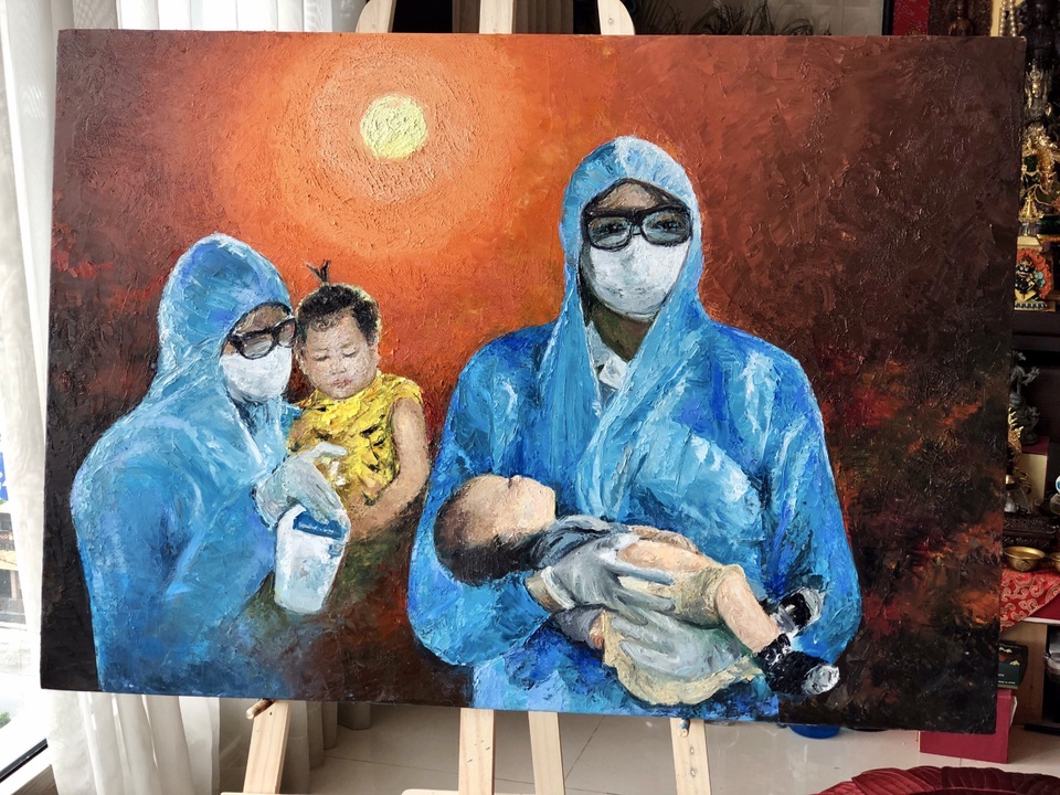 Cảm động bức tranh do cha con Hoa hậu Khánh Vân vẽ - 2 Cảm động bức tranh do cha con Hoa hậu Khánh Vân vẽ - 2