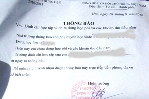 30 HS bị đình chỉ học tập vì chậm nộp học phí 