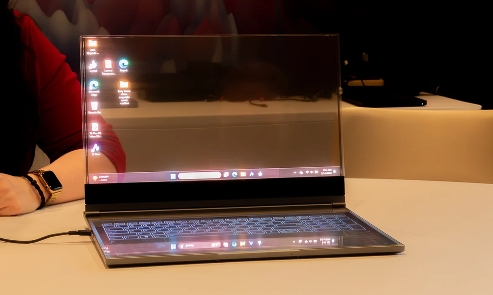 Lenovo ThinkBook Transparent Display Laptop Concept là sản phẩm ấn tượng nhất được ra mắt tại MWC năm nay (Ảnh: PCMag). Lenovo ThinkBook Transparent Display Laptop Concept là sản phẩm ấn tượng nhất được ra mắt tại MWC năm nay (Ảnh: PCMag).