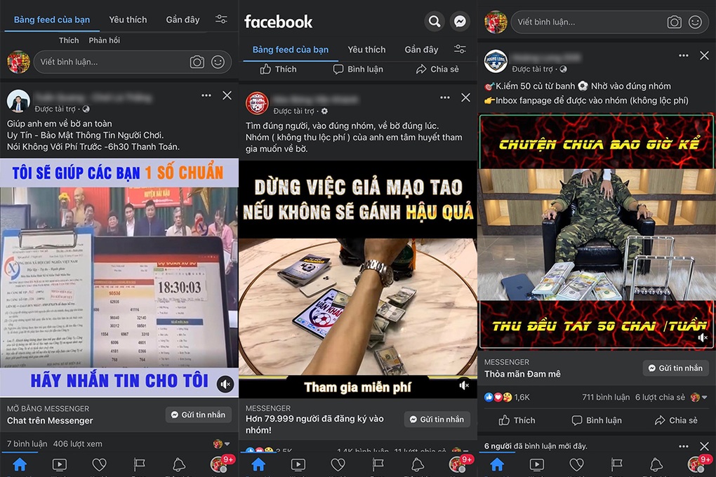 Quảng cáo cờ bạc, cá độ tràn lan trên Facebook - 2 Quảng cáo cờ bạc, cá độ tràn lan trên Facebook - 2
