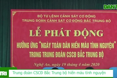 Trung đoàn Cảnh sát Cơ động Bắc Trung bộ hiến máu tình nguyện
