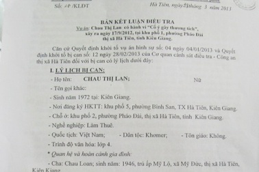 Kết luận của Cơ quan điều tra Công an Thị xã Hà Tiên chưa thuyết phục