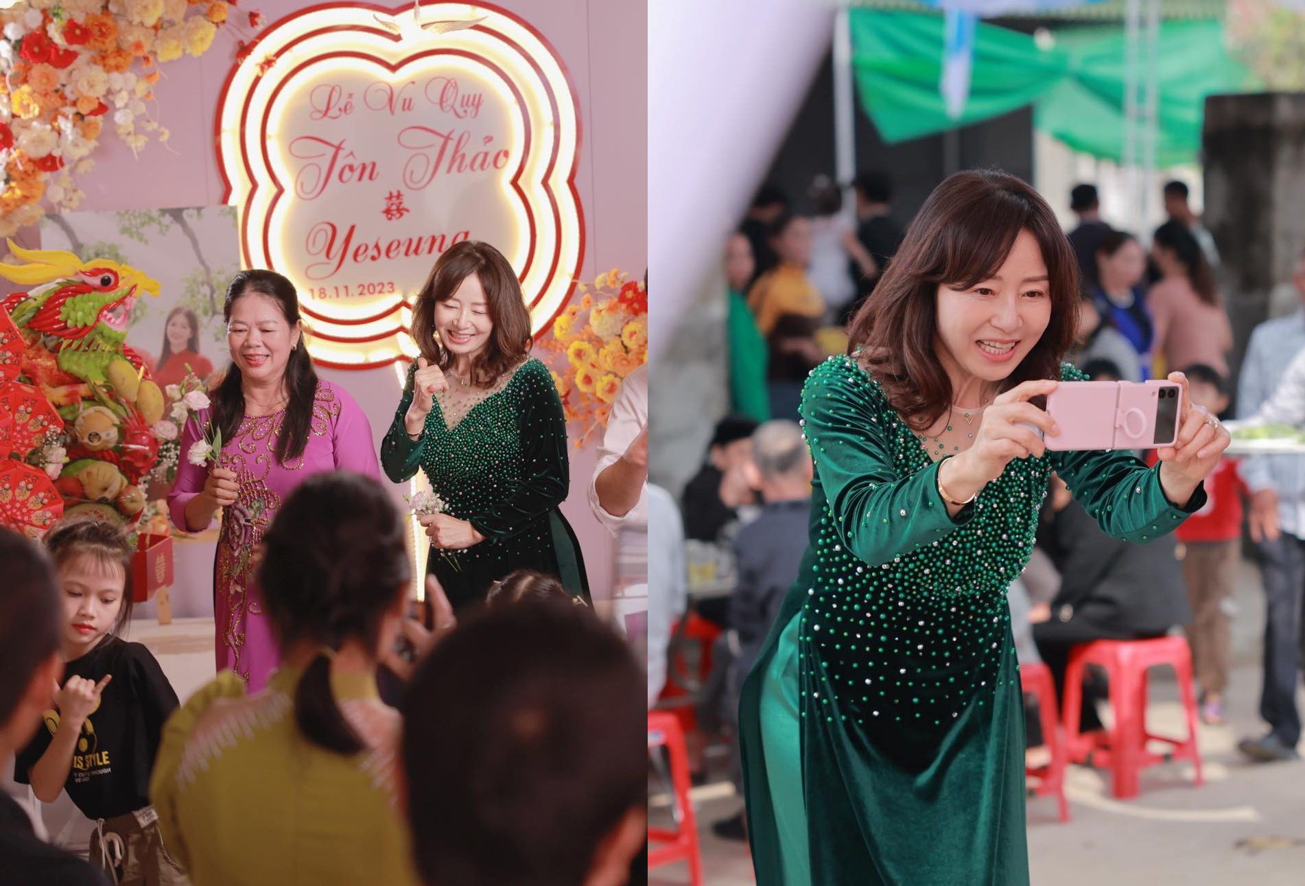 ម្ដាយក្មេកកូរ៉េត្រឡប់មកហាទីញទៅជប់លៀងក្នុងពិធីមង្គលការគ្រួសារកូនក្រមុំ - ១ Mẹ chồng Hàn Quốc về Hà Tĩnh quẩy trong đám cưới ở nhà gái - 1