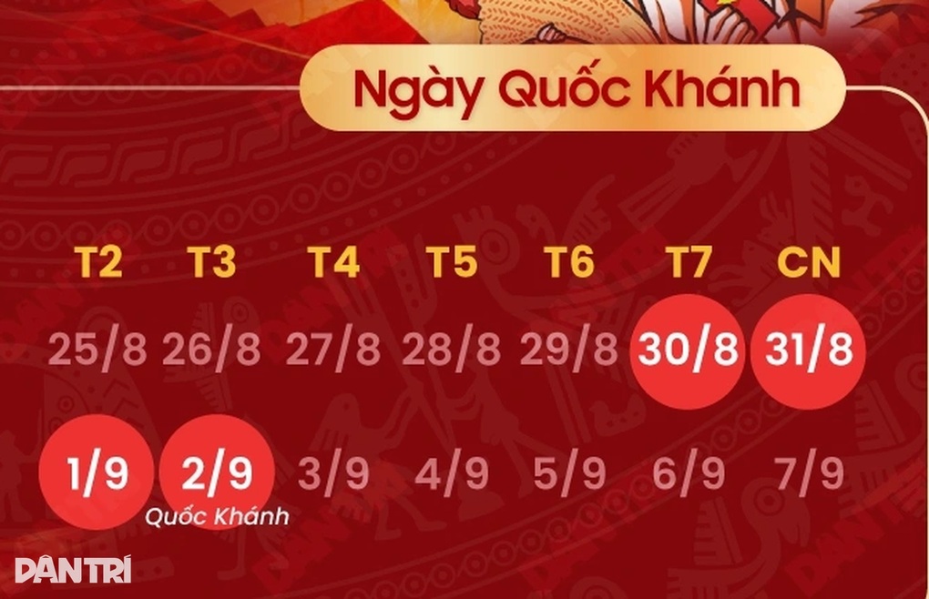 Lịch nghỉ lễ Quốc khánh 2/9 với người lao động đi làm thứ bảy - 1 Lịch nghỉ lễ Quốc khánh 2/9 với người lao động đi làm thứ bảy - 1