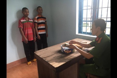 Hai đối tượng ném đá vào cửa hàng tạp hóa để cướp tài sản