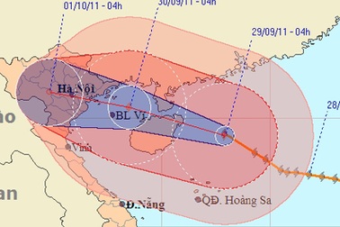 Bão số 5 thẳng tiến vào Vịnh Bắc bộ