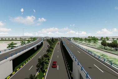 Hình ảnh phối cảnh nút giao 2 tầng vào KKT mở Chu Lai.