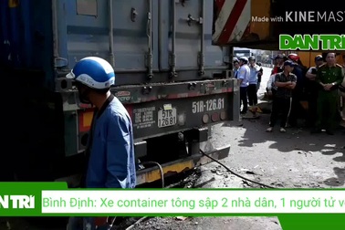 Xe đầu kéo đâm sập 2 nhà dân, tài xế tử vong trong cabin