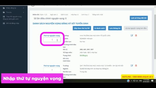 Hướng dẫn điều chỉnh nguyện vọng đăng ký xét tuyển ĐH,CĐ 2021