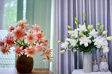 Mẹ đảm Hà Nội trổ tài cắm hoa "cực phẩm", tiết lộ bí quyết giữ hoa tươi lâu