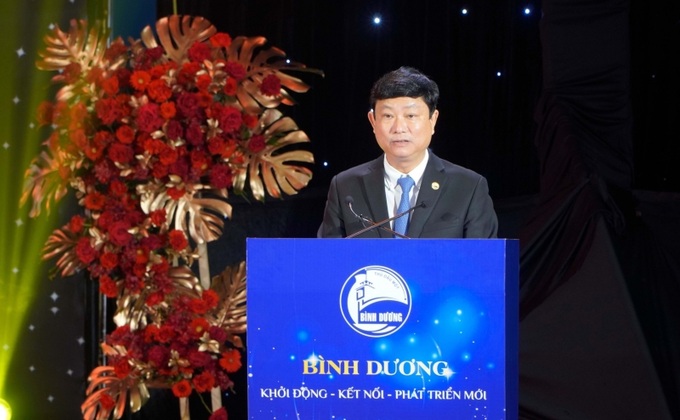 Ông Võ Văn Minh phát biểu tại chương trình “Bình Dương khởi động - kết nối - phát triển mới”.