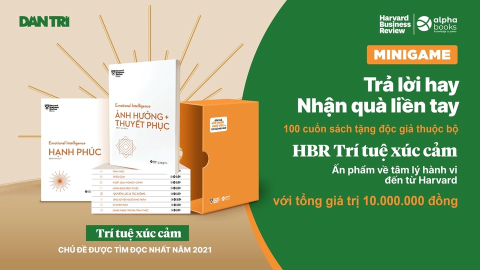 Minigame Tri ân độc giả Dân trí: Tặng 100 cuốn sách thuộc bộ HBR Trí tuệ xúc cảm đến từ Harvard - 1 Minigame Tri ân độc giả Dân trí: Tặng 100 cuốn sách thuộc bộ HBR Trí tuệ xúc cảm đến từ Harvard - 1