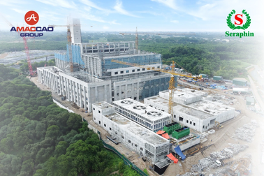 Toàn cảnh nhà máy điện rác Seraphin sau hơn một năm khởi công xây dựng