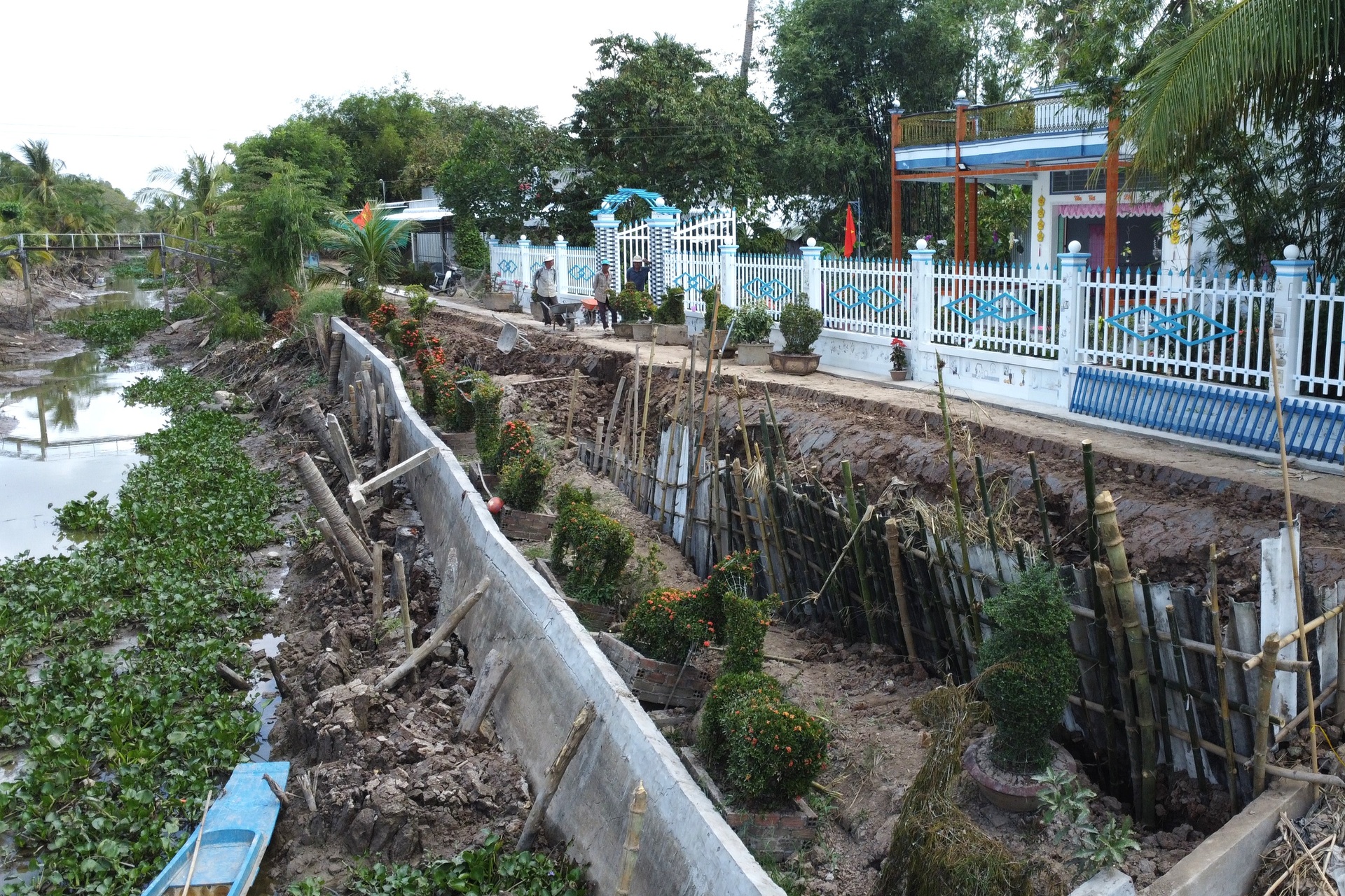 Khốc liệt hạn mặn: Đường sụt, lúa chết, thuyền dưới sông ngỡ đậu trên bờ - 1 Khốc liệt hạn mặn: Đường sụt, lúa chết, thuyền dưới sông ngỡ đậu trên bờ - 1