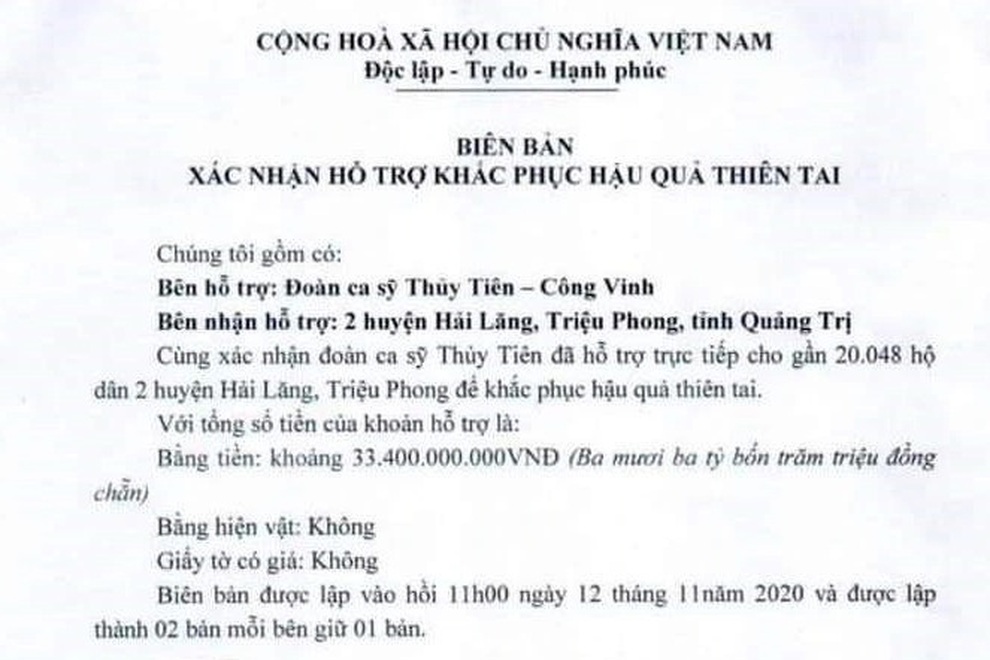 Ca sĩ Thủy Tiên làm từ thiện tại Quảng Trị: Bất ngờ số tiền sau rà soát - 2 Ca sĩ Thủy Tiên làm từ thiện tại Quảng Trị: Bất ngờ số tiền sau rà soát - 2