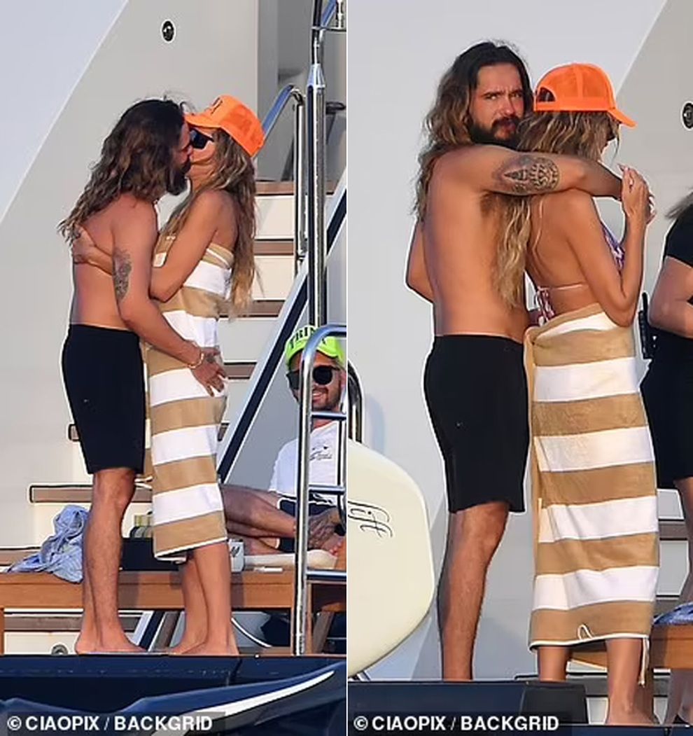 Siêu mẫu áo tắm Heidi Klum ôm hôn chồng kém 16 tuổi trên du thuyền - 1