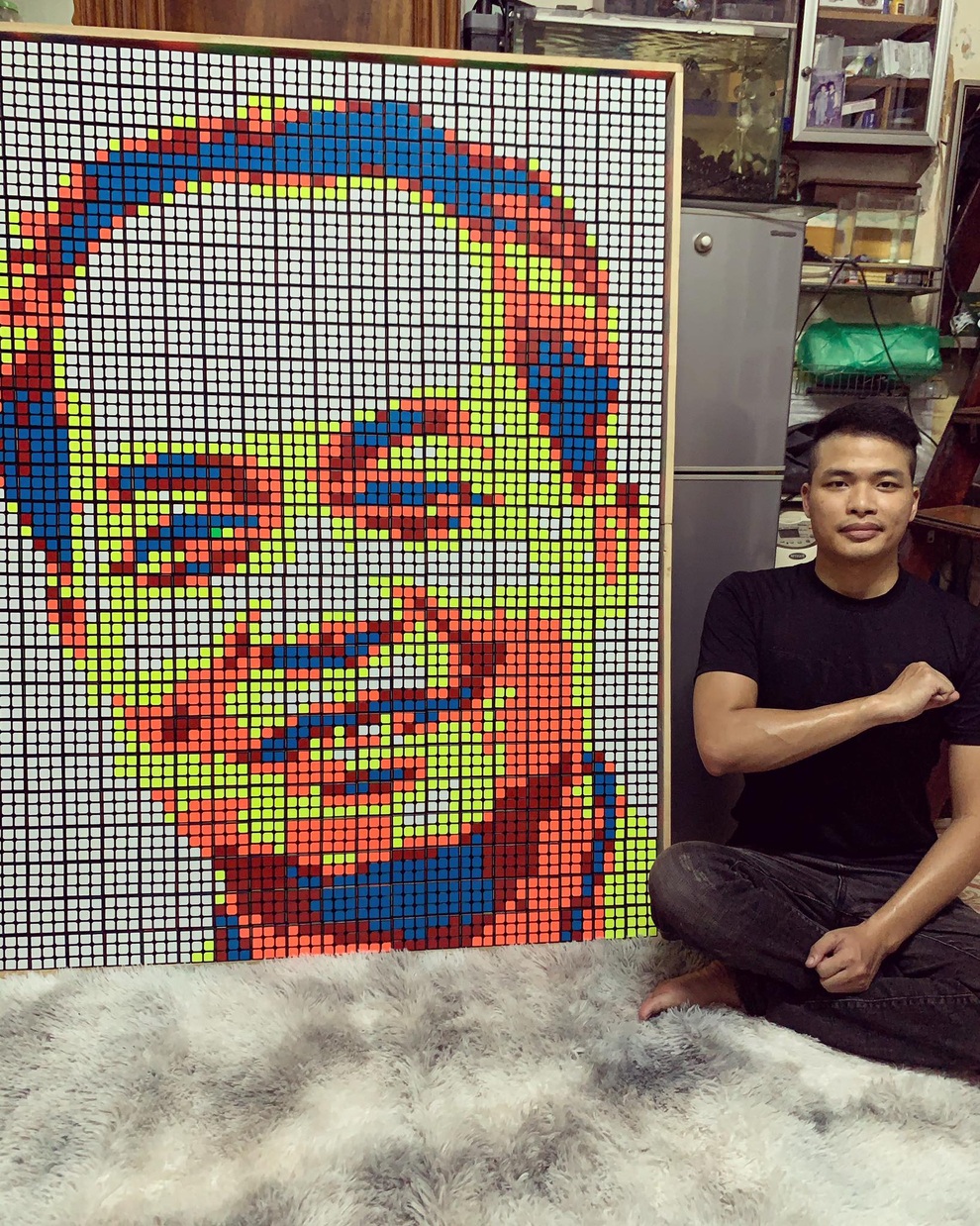 Chàng shipper hóa họa sĩ làm tranh rubik gây sốt mạng xã hội - 3 Chàng shipper hóa họa sĩ làm tranh rubik gây sốt mạng xã hội - 3