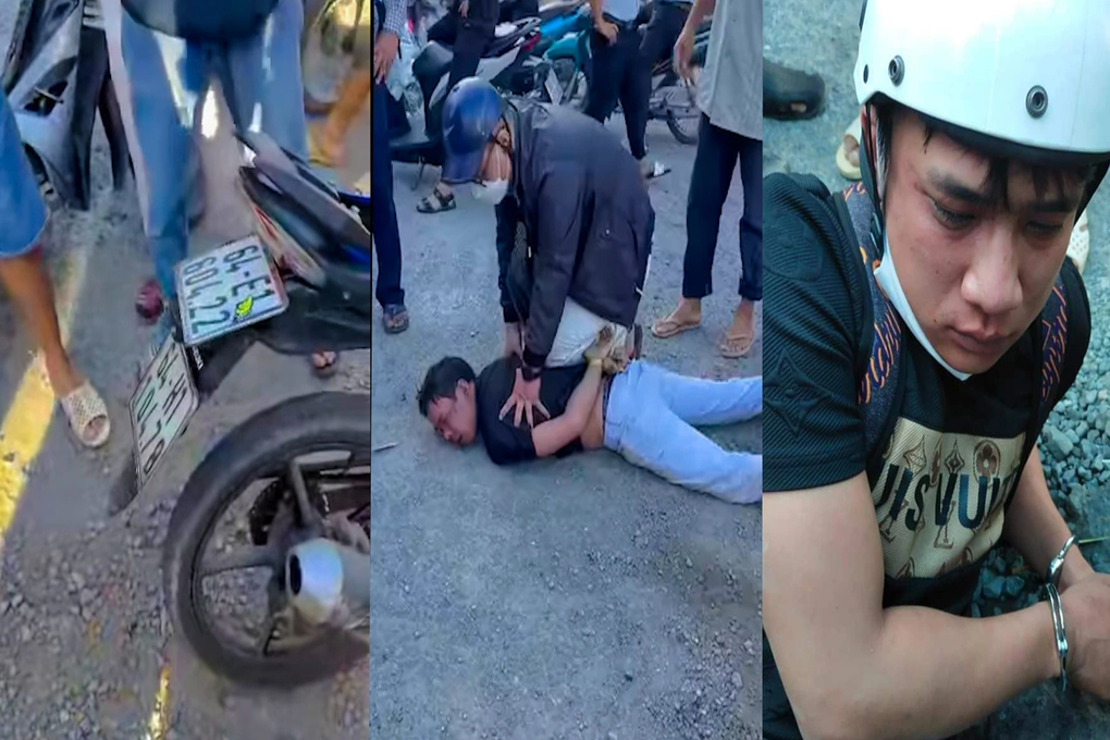 Cô gái tông ngã 2 tên cướp trước cổng khu công nghiệp - 1 Cô gái tông ngã 2 tên cướp trước cổng khu công nghiệp - 1