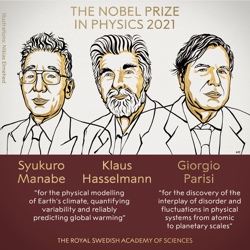Giải Nobel Vật lý năm 2021 gọi tên 3 nhà khoa học - 1 Giải Nobel Vật lý năm 2021 gọi tên 3 nhà khoa học - 1