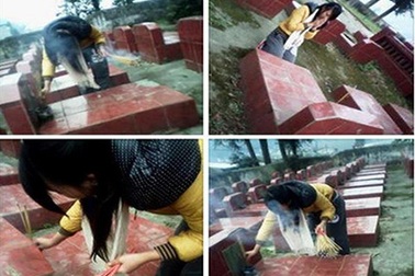 Nữ sinh tạo dáng trên bia mộ liệt sỹ “hối lỗi”?