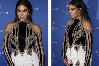 Kim Kardashian “bó mình” trong chiếc váy ôm sát xuyên thấu