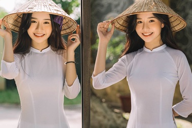 Nữ sinh xứ Thanh đẹp dịu dàng trong tà áo dài trắng