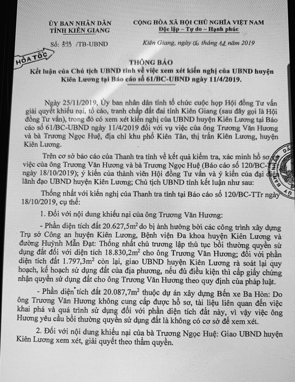 Bài 12: Chủ tịch tỉnh Kiên Giang lệnh chủ tịch huyện xem xét đền bù cho dân - 5 Bài 12: Chủ tịch tỉnh Kiên Giang lệnh chủ tịch huyện xem xét đền bù cho dân - 5