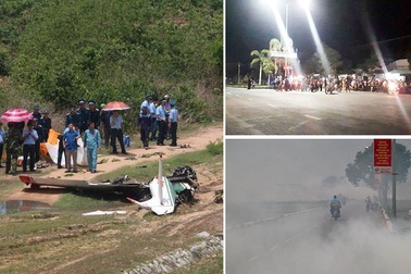 Máy bay quân sự rơi và khói rơm vây kín đường ngoại thành Hà Nội