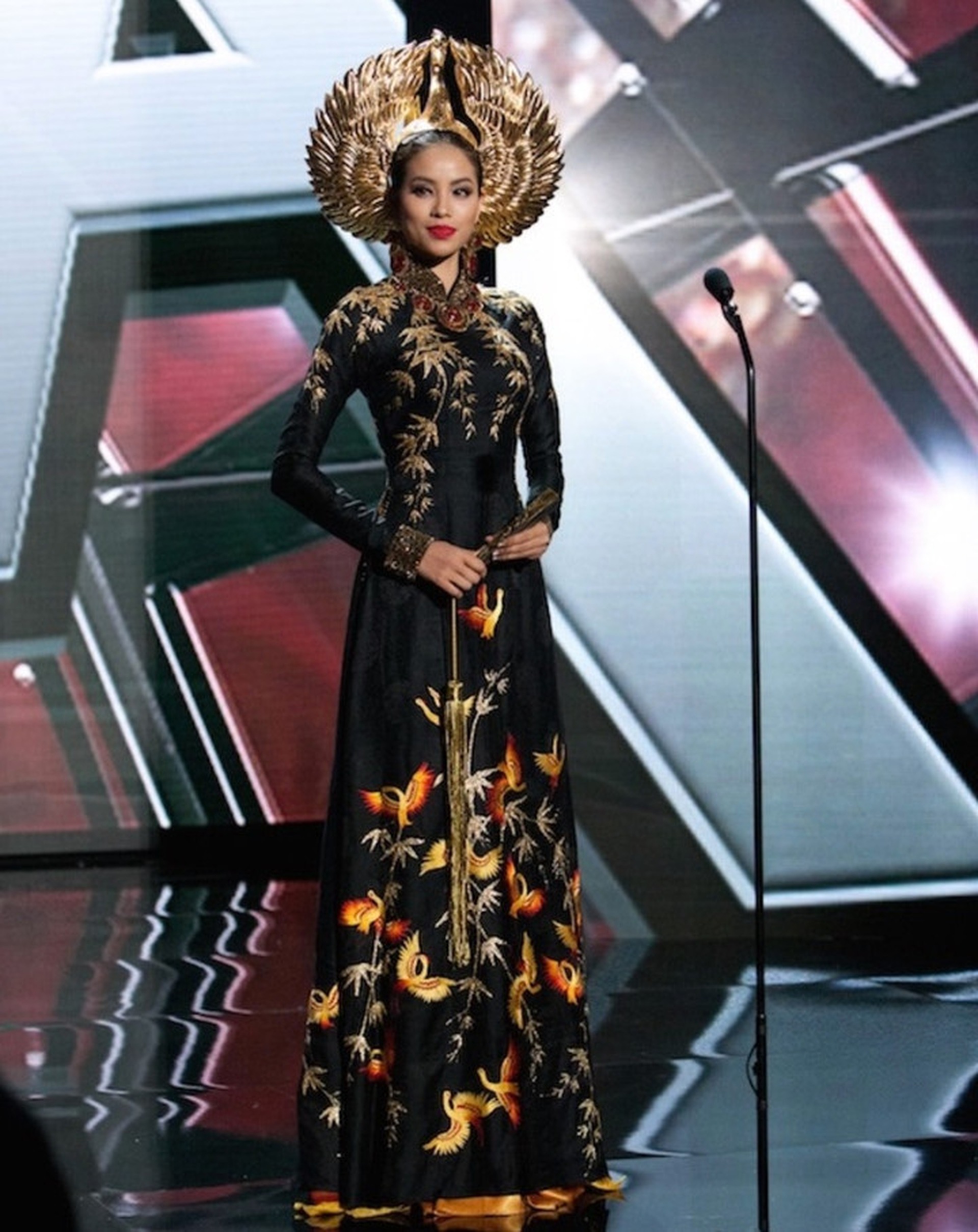 Các đại diện Việt Nam từng trình diễn quốc phục ấn tượng trước Hương Giang - 9