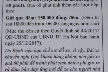Gửi ôtô trong Bệnh viện Nhi Trung ương: 3 ngày hết 1,7 triệu đồng?