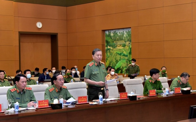 Bộ trưởng Bộ Công an Tô Lâm tại cuộc làm việc.