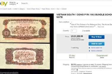 Tiền cũ 1 đồng Việt Nam rao bán 45 triệu đồng trên eBay