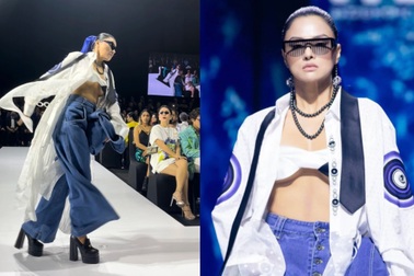 Siêu mẫu Vũ Thu Phương suýt "vồ ếch" khi diễn mở màn show thời trang