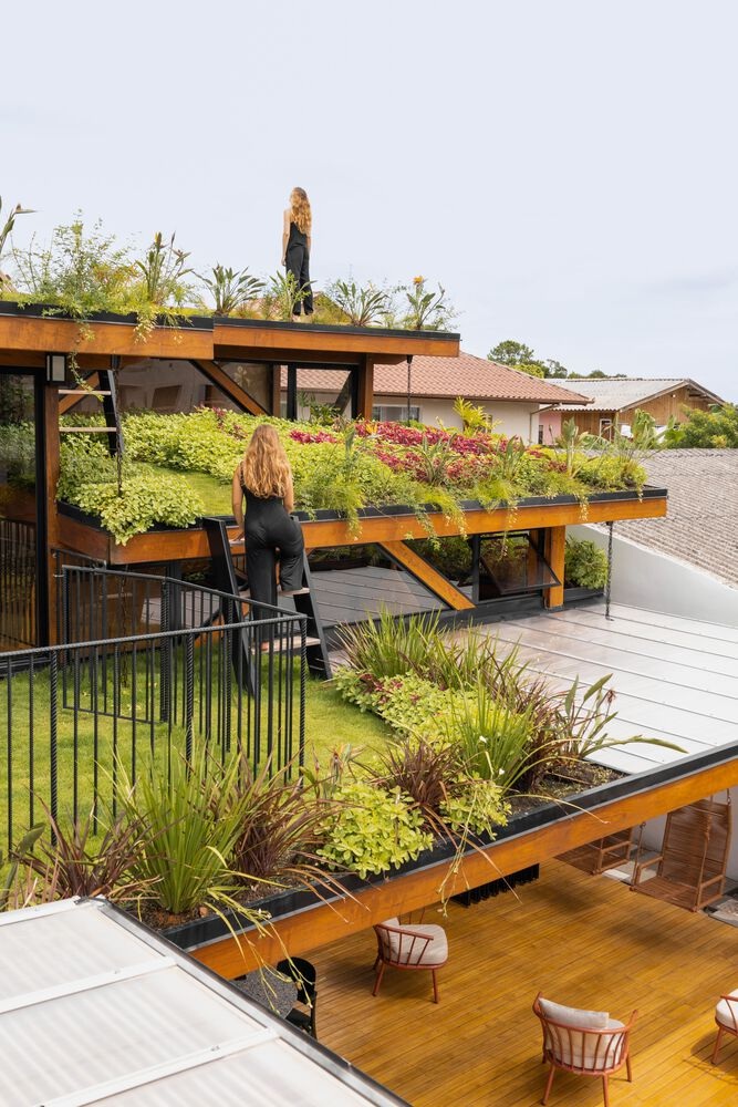 Ngôi nhà chia 2 khối, phủ xanh với 3 khu vườn trên mái xếp hình bậc thang - 2