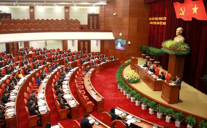 Hội nghị giữa nhiệm kỳ Ban Chấp hành Trung ương Đảng khoá XIII khai mạc sáng 15/5/2023 tại Thủ đô Hà Nội. (Ảnh: Phạm Cường )
